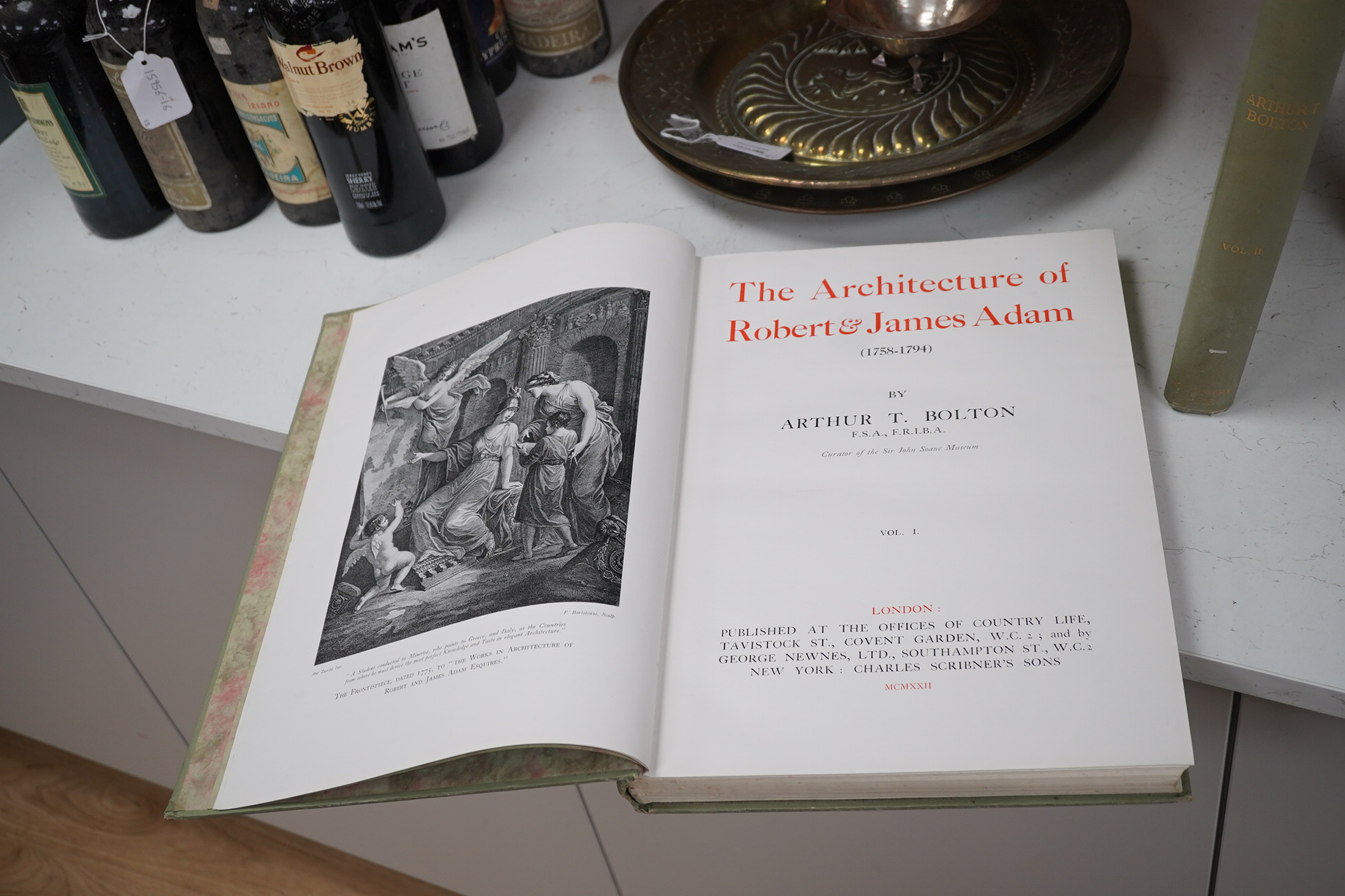 Bolton, Arthur T. - The Architecture of Robert & James Adam (1758-1794). 1st Edition, 2 vols. many illus. and plans throughout (some full page); original gilt cloth with gilt tops, folio. Country Life, 1922